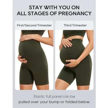 CRZ YOGA Womens Butterluxe Maternity Biker Shorts Over The Belly 6" - Pregnancy Yoga Workout Activewear Olive Green Large