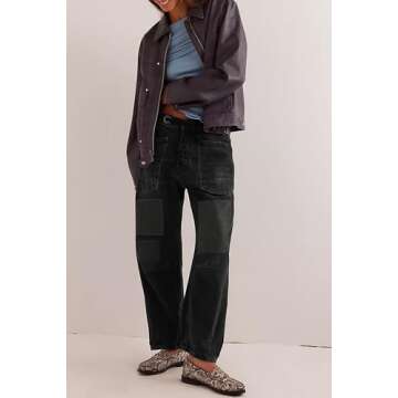 Trendy Baggy Barrel Patchwork Jeans for Women