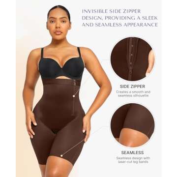 SHAPELLX Body Suit Tummy Control Shapewear High Waisted Body Shaper Shorts Shapewear for Women Tummy...