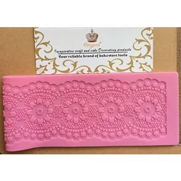 Anyana set of 4 huge 15.5" sugar edible cake silicone fondant impression lace mat cake decorating mold gum paste cupcake topper tool icing candy imprint baking moulds sugarcraft trimming flower