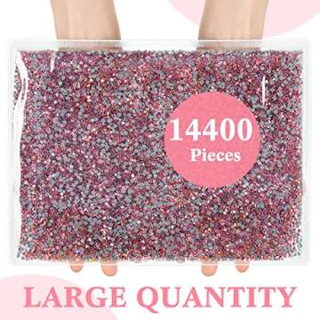 Cindeer 14400 Pcs Crystal Hotfix Rhinestone Large Quantity Glass Flatback Rhinestones Hot Fix Rhinestones Round Gems Glass Stones for Clothes Shoes DIY Crafts Supplies(SS10,Pink)