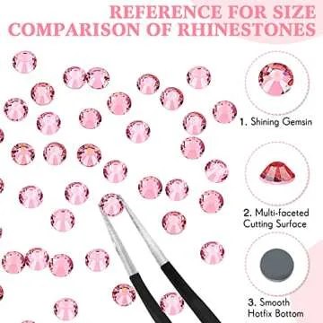 Cindeer 14400 Pcs Crystal Hotfix Rhinestone Large Quantity Glass Flatback Rhinestones Hot Fix Rhinestones Round Gems Glass Stones for Clothes Shoes DIY Crafts Supplies(SS10,Pink)