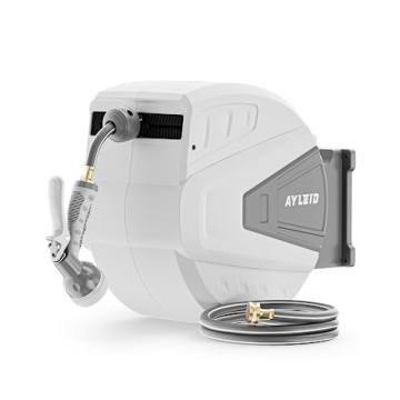 Ayleid Retractable Garden Hose Reel 5/8 in x 100 FT with 9-Function Sprayer and Auto Rewind