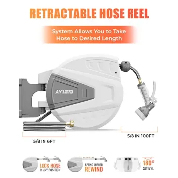 Ayleid Retractable Garden Hose Reel 100FT with Nozzle