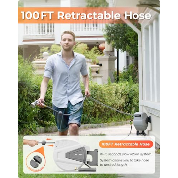 Ayleid Retractable Garden Hose Reel 100FT with Nozzle