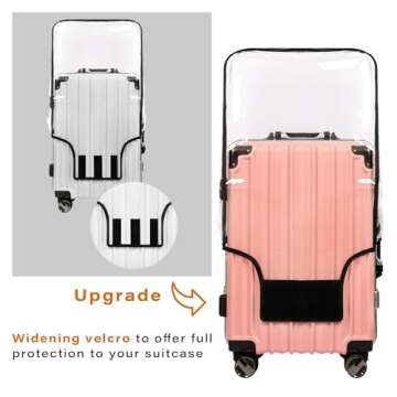 FABULWAY 3PCS Clear PVC Suitcase Cover Protectors Transparent Luggage Cover Waterproof Wheeled Suitcase Dust Cover Dustproof Travel Luggage Sleeve Protector 20"+24" 28" (3PCS Upgraded)
