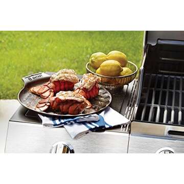 Outset 76378 Scallop Cast Iron Grill and Serving Pan , Black
