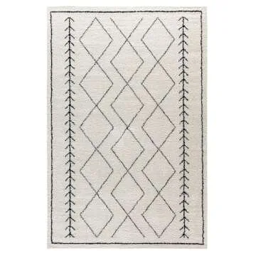 Merrick Lane 5' x 7' Black and White Geometric Style Bohemian Shag Area Rug