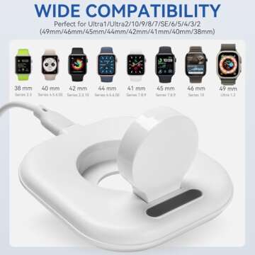 for Apple Watch Wireless Magnetic Charging Dock - Fast Magnetic Charger Stand, Compatible with Apple Watch Series 2/3/4/5/6/7/8/9/10/Ultra 1 2, Supports Nightstand Mode, Portable Design for Travel