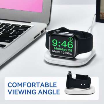 for Apple Watch Wireless Magnetic Charging Dock - Fast Magnetic Charger Stand, Compatible with Apple Watch Series 2/3/4/5/6/7/8/9/10/Ultra 1 2, Supports Nightstand Mode, Portable Design for Travel