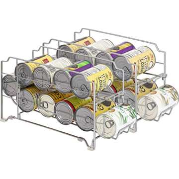 Simple Houseware Stackable Front Loading Beverage Can Dispenser Rack, Silver - 2 Pack