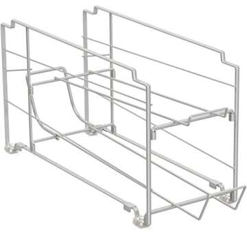 Simple Houseware Stackable Front Loading Beverage Can Dispenser Rack, Silver - 2 Pack
