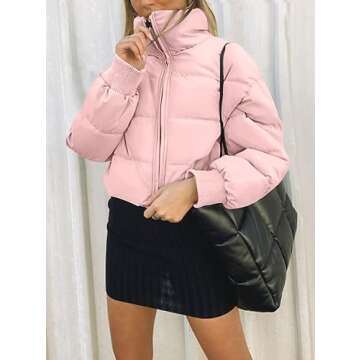MEROKEETY Women's Cropped Puffer Jacket for Winter Style