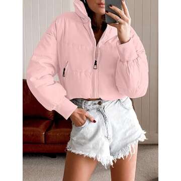 MEROKEETY Women's Cropped Puffer Jacket for Winter Style