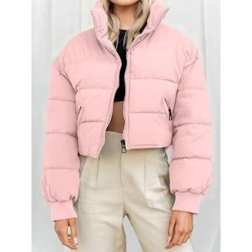 MEROKEETY Women's Cropped Puffer Jacket for Winter Style
