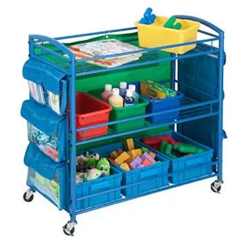 Honey-Can-Do 3-Tier Rolling Teacher's Activity Cart CRT-03477 Blue