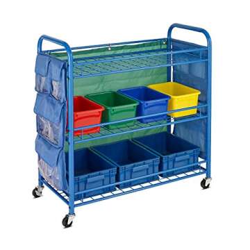 Honey-Can-Do 3-Tier Rolling Teacher's Activity Cart CRT-03477 Blue