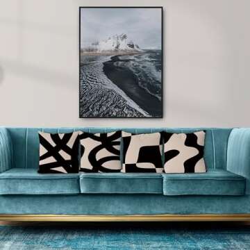 KEUSPI Black and Beige Modern Abstract Neutral Art Throw Pillow Cover, Abstarct Art Throw Pillow Cas...