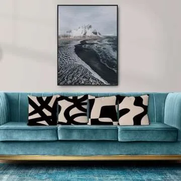 KEUSPI Black and Beige Modern Abstract Neutral Art Throw Pillow Cover, Abstarct Art Throw Pillow Cas...