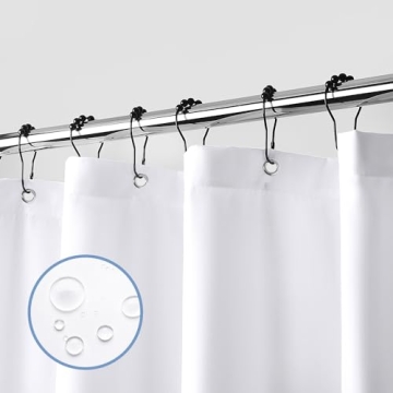 downluxe Waterproof Fabric Shower Curtain Liner - Soft Cloth Shower Liner with 3 Magnets, Shower Cur...