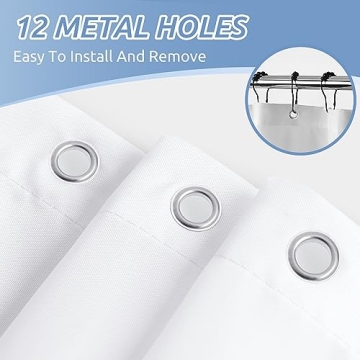 downluxe Waterproof Fabric Shower Curtain Liner - Soft Cloth Shower Liner with 3 Magnets, Shower Curtains for Bathroom, Machine Washable & Hotel Quality, 70" W x 72" H, White