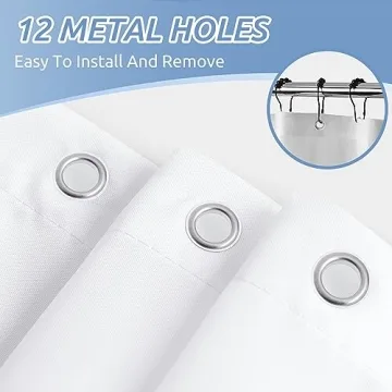 downluxe Waterproof Fabric Shower Curtain Liner - Soft Cloth Shower Liner with 3 Magnets, Shower Curtains for Bathroom, Machine Washable & Hotel Quality, 70" W x 72" H, White