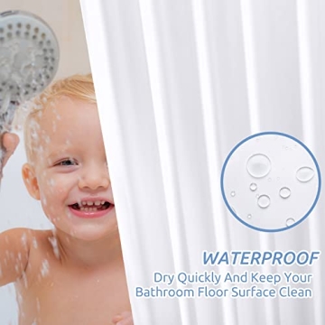 downluxe Waterproof Fabric Shower Curtain Liner - Soft Cloth Shower Liner with 3 Magnets, Shower Curtains for Bathroom, Machine Washable & Hotel Quality, 70" W x 72" H, White