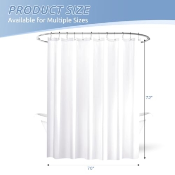 downluxe Waterproof Fabric Shower Curtain Liner - Soft Cloth Shower Liner with 3 Magnets, Shower Curtains for Bathroom, Machine Washable & Hotel Quality, 70" W x 72" H, White