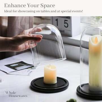 WHOLE HOUSEWARES | Decorative Clear Glass Dome | Cloche Glass Dome for DIY Snow Globes | Tabletop Ce...