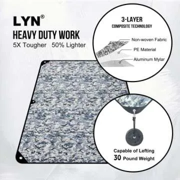 Wild Masquerade:LYN Heavy Duty Camo/Camouflage Transformative Emergency Survival Blanket/Tent-XL,Thermal Space Mylar Waterproof with Stake for Camping,Army,Tarp,Hiking,Mountaining&Survival Gear