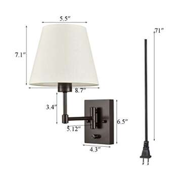 YUBOLE Adjustable Swing Arm Wall Lamps Set of Two