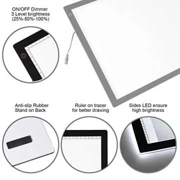 Voilamart A3 Portable Tracing Light Box, Ultra-Thin LED Light Board, Sketch Drawing Light Pad, Dimmable Brightness Light Board, 3-Level Artists Light Box with Carry Bag for Drawing Sketching Animation