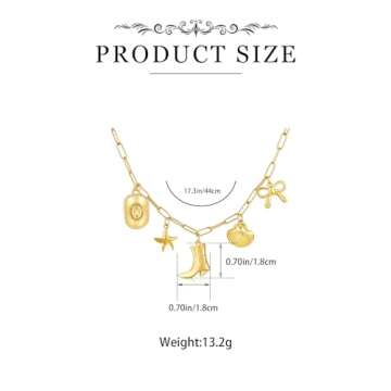 Dckazz Coastal Cowgirl Charm Necklace Choker Gold Shell Starfish Beach Charm Necklace Trendy Summer Jewelry for Women