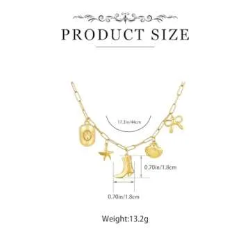 Dckazz Coastal Cowgirl Charm Necklace Choker Gold Shell Starfish Beach Charm Necklace Trendy Summer Jewelry for Women
