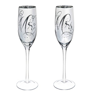 Cypress Home Wedding Day Décor: Mr. and Mrs. Champagne Flutes, 8 OZ