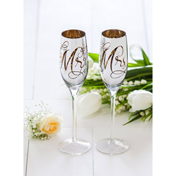 Cypress Home Mr. and Mrs. Champagne Flutes for Weddings