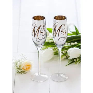 Cypress Home Mr. and Mrs. Champagne Flutes for Weddings