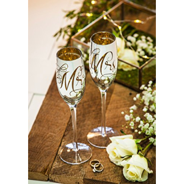 Cypress Home Mr. and Mrs. Champagne Flutes for Weddings