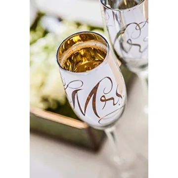 Cypress Home Mr. and Mrs. Champagne Flutes for Weddings