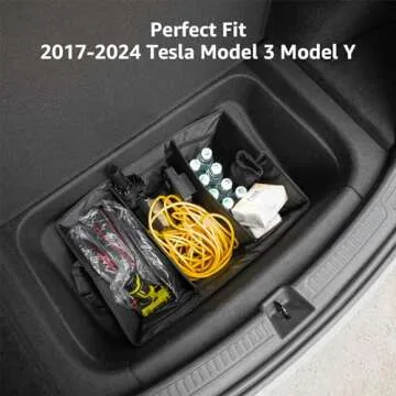 BASENOR Tesla Model 3 Model Y Sub Trunk Organizer Auto Durable Collapsible Cargo Storage for 2016-2024 Model 3 Tesla Model Y