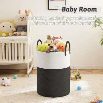 Artfeel Laundry Basket,Woven Cotton Rope Laundry Hamper,Decorative Storage of Dirty Clothes,Toys and Blankets in Bathroom,Baby Room and Living Room