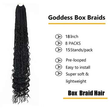 LMZIM Goddess Box Braids Crochet Hair 18 Inch,8 Packs Box Braids Crochet Hair for Women,Boho Box Bra...