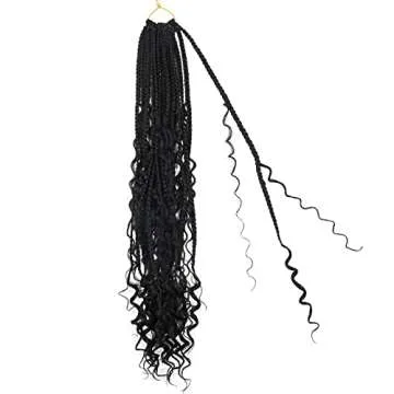 LMZIM Goddess Box Braids Crochet Hair 18 Inch,8 Packs Box Braids Crochet Hair for Women,Boho Box Braids Curly Ends Pre-looped,Synthetic Bohemian Crochet Box Braids hair 1b