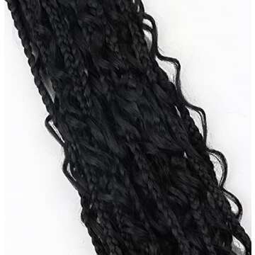 LMZIM Goddess Box Braids Crochet Hair 18 Inch,8 Packs Box Braids Crochet Hair for Women,Boho Box Braids Curly Ends Pre-looped,Synthetic Bohemian Crochet Box Braids hair 1b