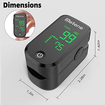Metene Pulse Oximeter Fingertip, Blood Oxygen Saturation Monitor with Accurate Fast Spo2 Reading Oxygen Meter, Oxygen Monitor with Lanyard and Batteries (Black)