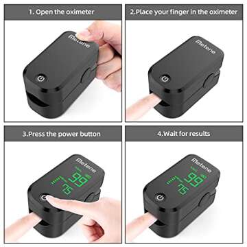 Metene Pulse Oximeter Fingertip, Blood Oxygen Saturation Monitor with Accurate Fast Spo2 Reading Oxygen Meter, Oxygen Monitor with Lanyard and Batteries (Black)