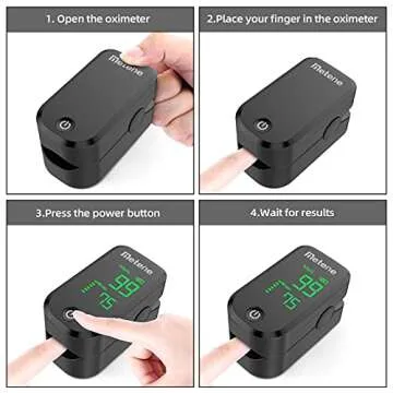 Metene Pulse Oximeter Fingertip, Blood Oxygen Saturation Monitor with Accurate Fast Spo2 Reading Oxygen Meter, Oxygen Monitor with Lanyard and Batteries (Black)