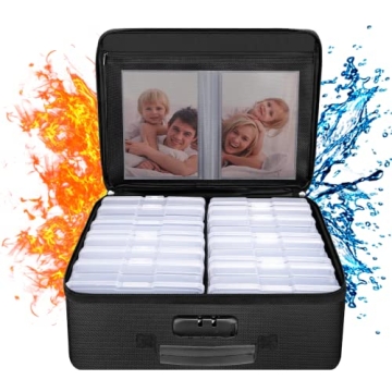 ENGPOW Fireproof Photo Storage Box with Lock and Cases