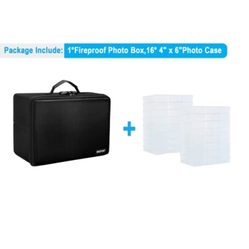 ENGPOW Fireproof Photo Storage Box with Lock and Cases