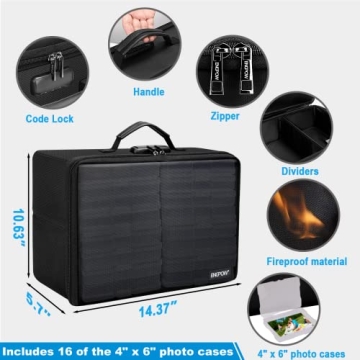 ENGPOW Fireproof Photo Storage Box with Lock and Cases